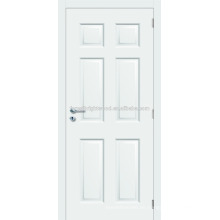 6 panel blanco pintado Prehung moldeada puerta